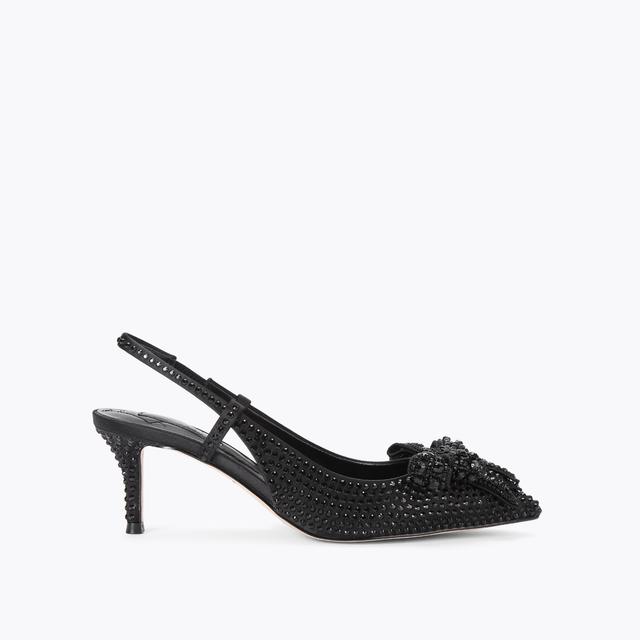 carvela by kurt geiger BELGRAVIA BOW CRYSTAL SLI Black Satin Crystal Slingback Heels by KURT GEIGER LONDON