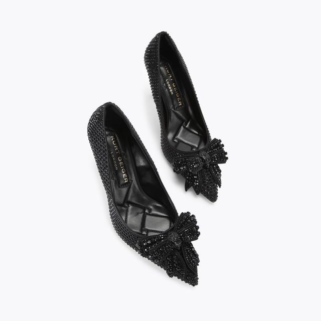Carvela By Kurt Geiger BELGRAVIA CRYSTAL BOW DRC Black Crystal Court Heels By KURT GEIGER LONDON