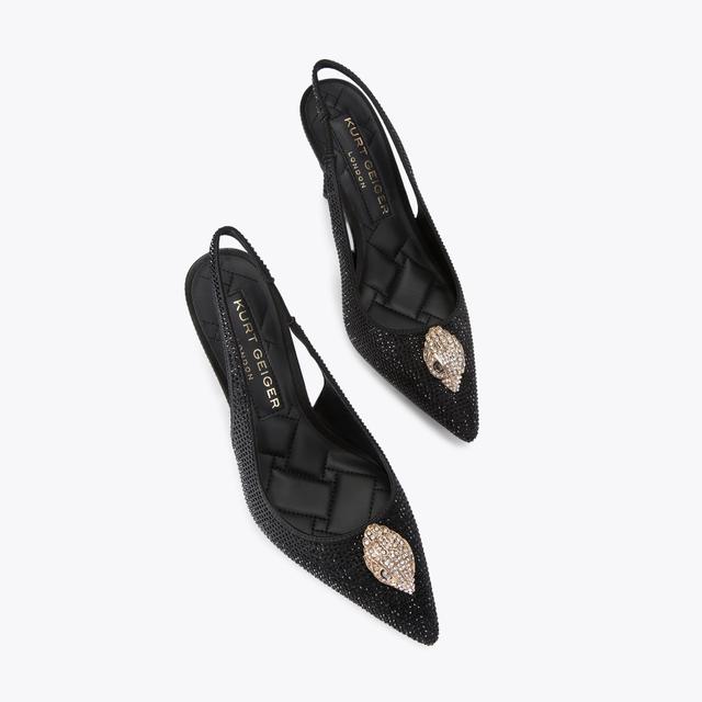 Carvela By Kurt Geiger BELGRAVIA HIGH SLING Black Embellished Satin Heels By KURT GEIGER LONDON