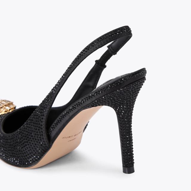 Carvela By Kurt Geiger BELGRAVIA HIGH SLING Black Embellished Satin Heels By KURT GEIGER LONDON