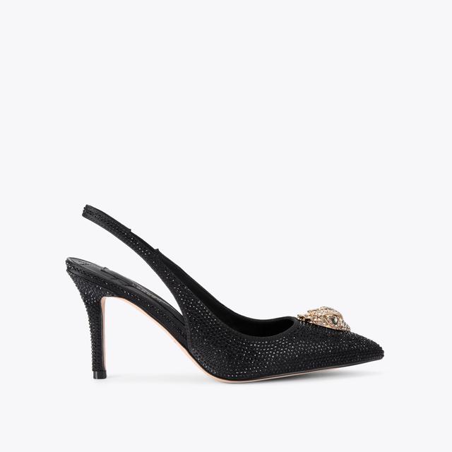 carvela by kurt geiger BELGRAVIA HIGH SLING Black Embellished satin Heels by KURT GEIGER LONDON