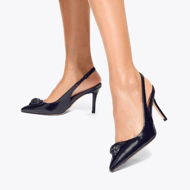 Carvela By Kurt Geiger BELGRAVIA HIGH SLING DR Black Leather Slingback Heel By KURT GEIGER LONDON