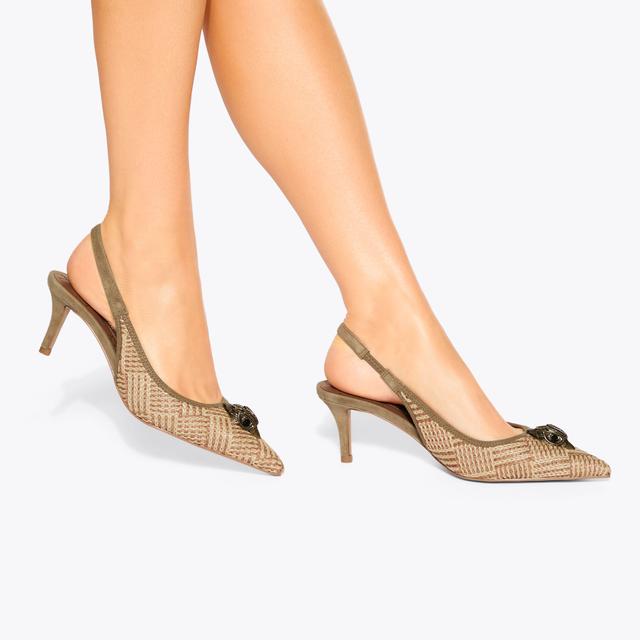 Carvela By Kurt Geiger BELGRAVIA SLING BACK Brown Raffia Sling Back Heel By KURT GEIGER LONDON