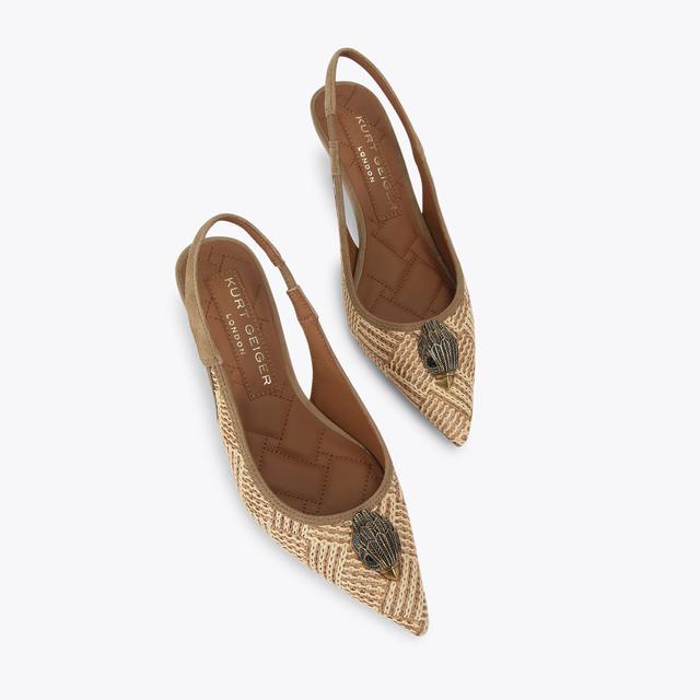 Carvela By Kurt Geiger BELGRAVIA SLING BACK Brown Raffia Sling Back Heel By KURT GEIGER LONDON