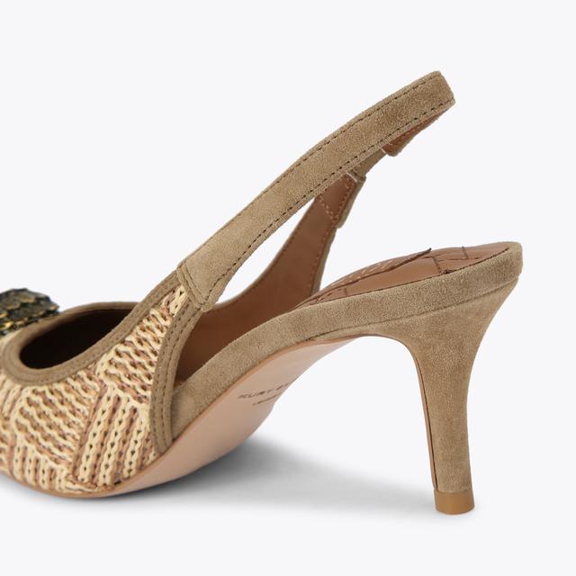 Carvela By Kurt Geiger BELGRAVIA SLING BACK Brown Raffia Sling Back Heel By KURT GEIGER LONDON