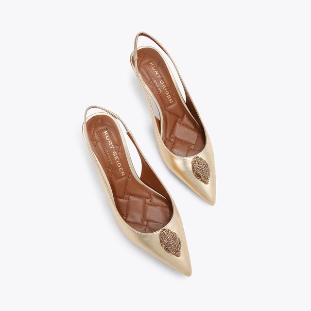 Carvela By Kurt Geiger BELGRAVIA SLING BACK Gold Leather Fabric Slingback Heel By KURT GEIGER LONDON
