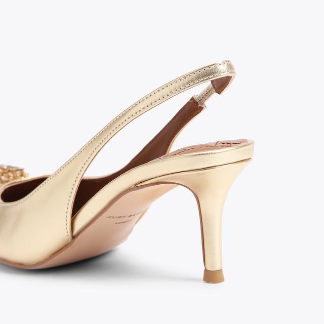 Carvela By Kurt Geiger BELGRAVIA SLING BACK Gold Leather Fabric Slingback Heel By KURT GEIGER LONDON