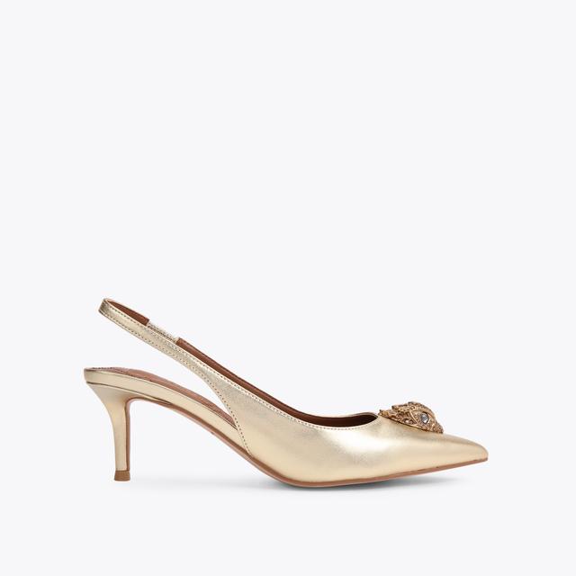 carvela by kurt geiger BELGRAVIA SLING BACK Gold Leather Fabric Slingback Heel by KURT GEIGER LONDON