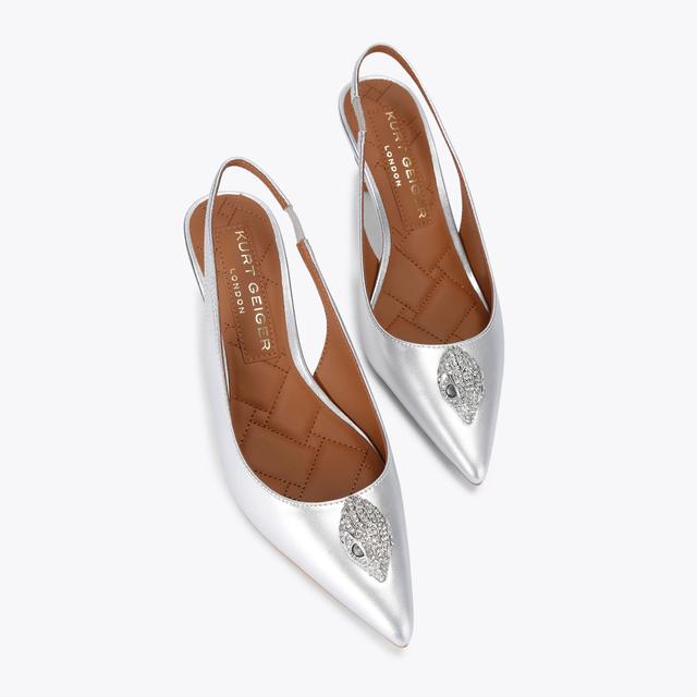 Carvela By Kurt Geiger BELGRAVIA SLING BACK Metallic Silver Slingback Heels By KURT GEIGER LONDON