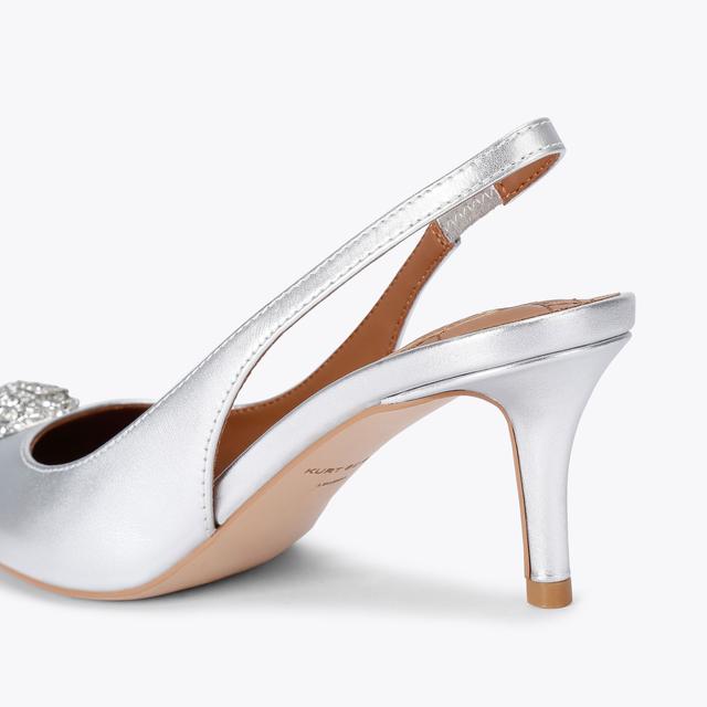 Carvela By Kurt Geiger BELGRAVIA SLING BACK Metallic Silver Slingback Heels By KURT GEIGER LONDON