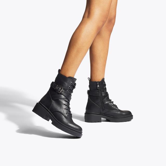 Carvela By Kurt Geiger BOULDER COMBAT Black Textured Combat Boot By CARVELA