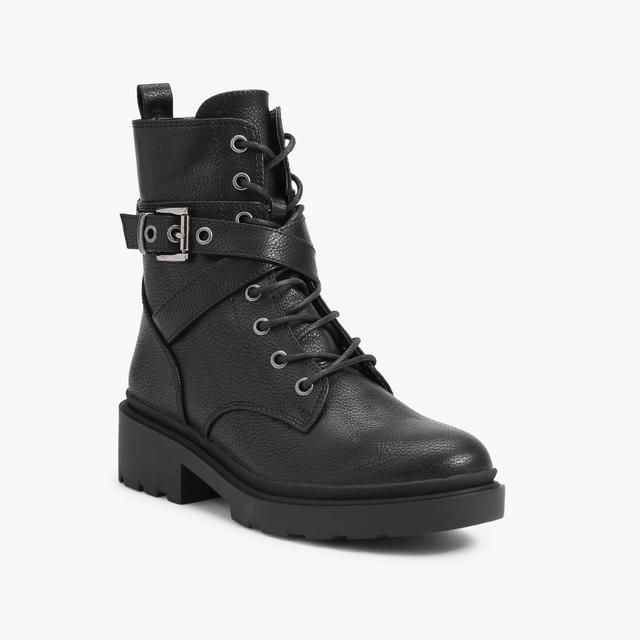 Carvela By Kurt Geiger BOULDER COMBAT Black Textured Combat Boot By CARVELA