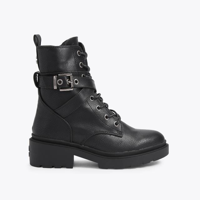 carvela by kurt geiger BOULDER COMBAT Black Textured Combat Boot by CARVELA