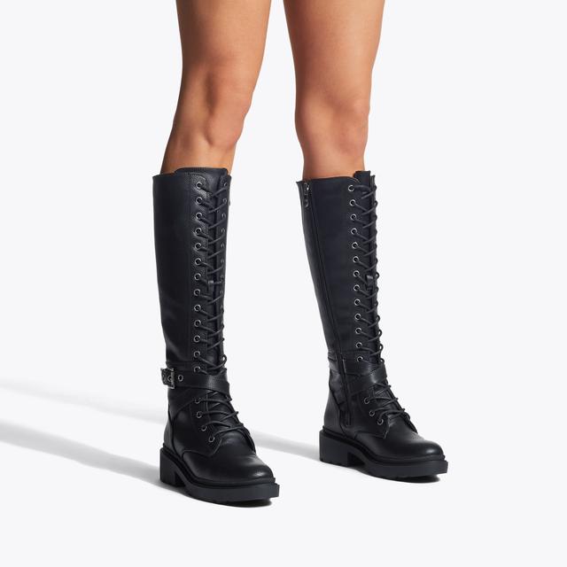 Carvela By Kurt Geiger BOULDER HIGH Black Knee High Lace Up Boot By CARVELA