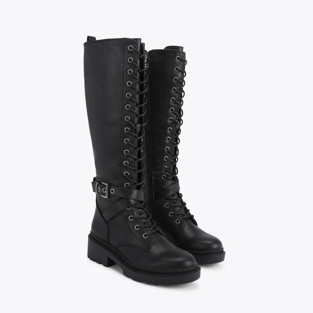 Carvela By Kurt Geiger BOULDER HIGH Black Knee High Lace Up Boot By CARVELA