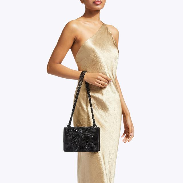 Carvela By Kurt Geiger BOW SM SHOREDITCH DR Black Satin Bow Cross Body Bag By KURT GEIGER LONDON