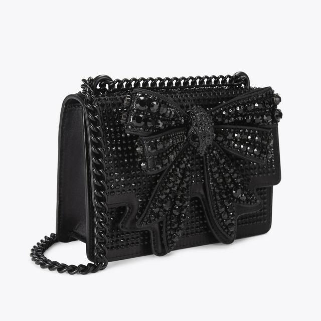 Carvela By Kurt Geiger BOW SM SHOREDITCH DR Black Satin Bow Cross Body Bag By KURT GEIGER LONDON