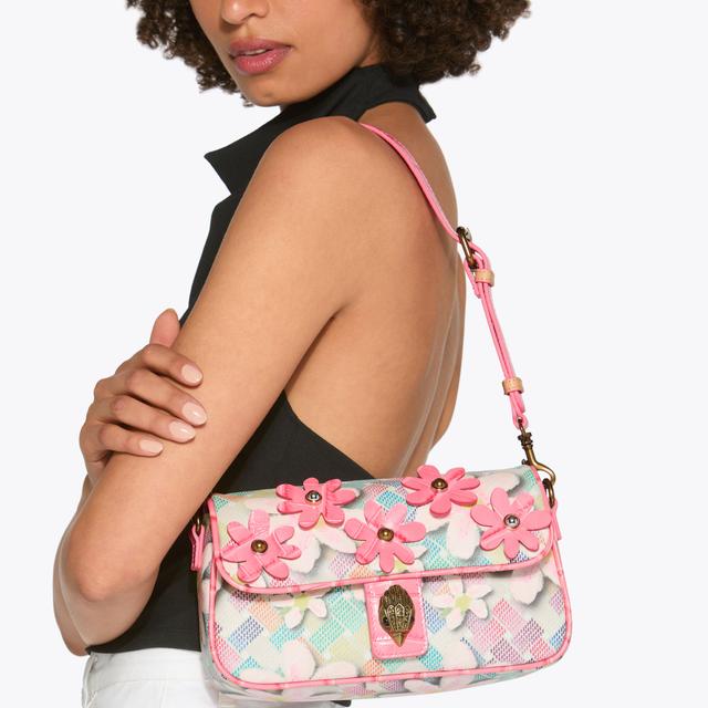 Carvela By Kurt Geiger CAMDEN FLAP SH FLOWER Rainbow Monogram Shoulder Bag By KURT GEIGER LONDON