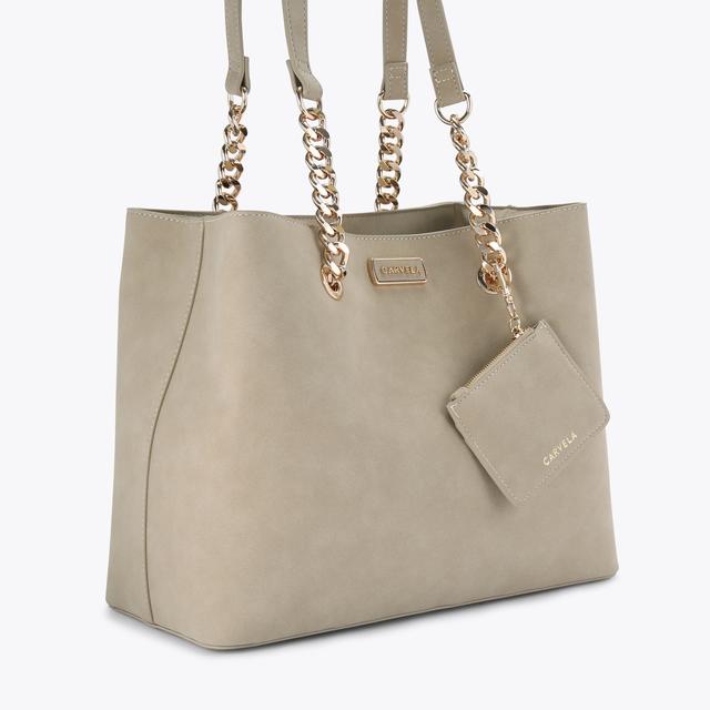 Carvela By Kurt Geiger CAMMIE 3 Taupe Microsuede Tote Bag By CARVELA