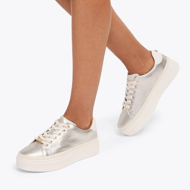 Carvela By Kurt Geiger CAPRESE SNEAKER Gold Leather Lace Up Trainer By CARVELA