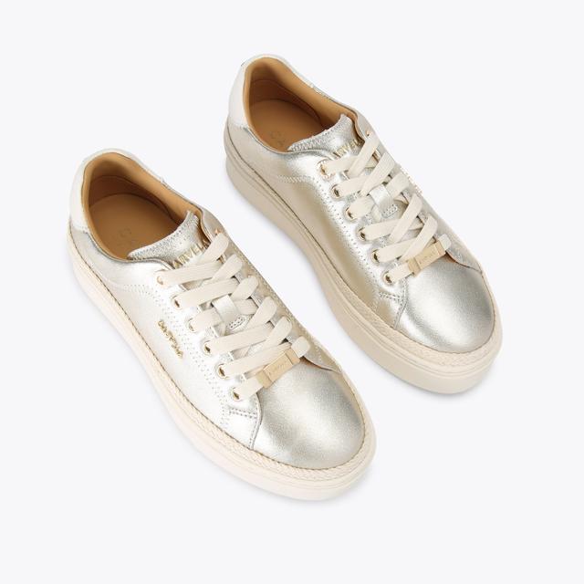 Carvela By Kurt Geiger CAPRESE SNEAKER Gold Leather Lace Up Trainer By CARVELA