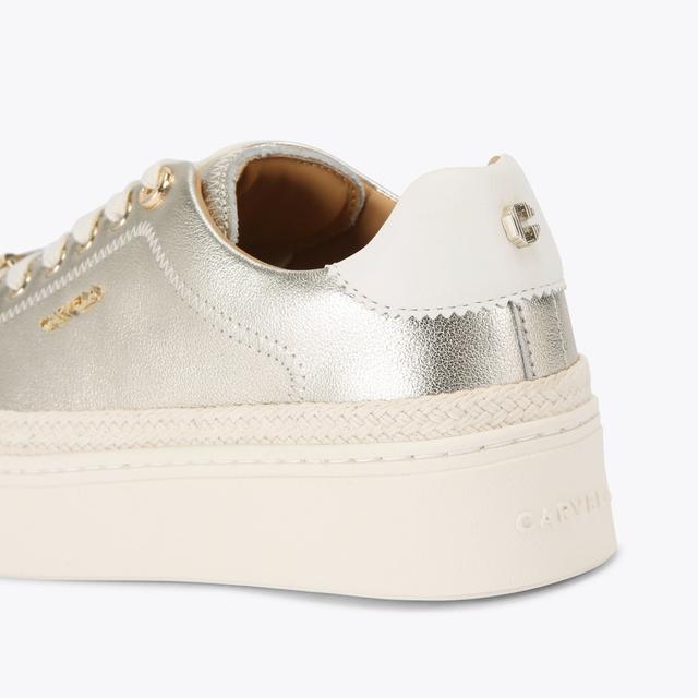 Carvela By Kurt Geiger CAPRESE SNEAKER Gold Leather Lace Up Trainer By CARVELA