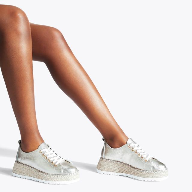 Carvela By Kurt Geiger CHASE Gold Leather Espadrille Flatform Sneakers By CARVELA COMFORT