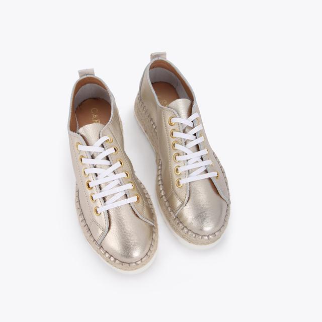 Carvela By Kurt Geiger CHASE Gold Leather Espadrille Flatform Sneakers By CARVELA COMFORT