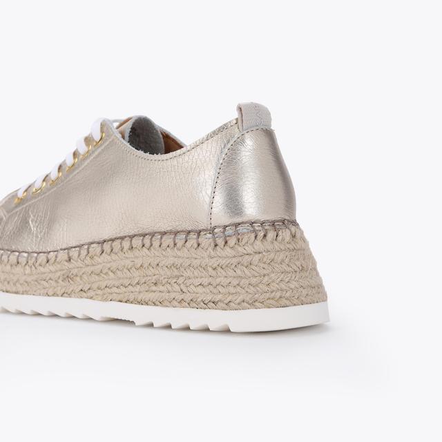 Carvela By Kurt Geiger CHASE Gold Leather Espadrille Flatform Sneakers By CARVELA COMFORT