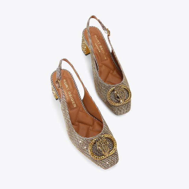 Carvela By Kurt Geiger CHELSEA BLOCK SLINGBACK Beige Crystal Heel By KURT GEIGER LONDON