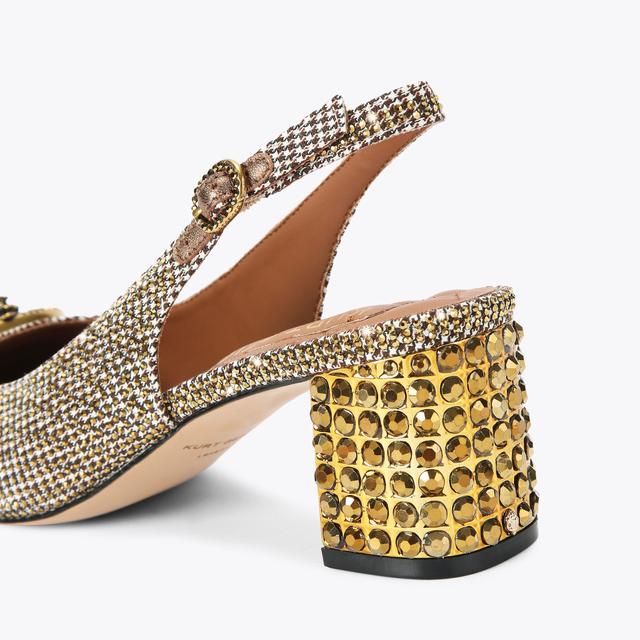 Carvela By Kurt Geiger CHELSEA BLOCK SLINGBACK Beige Crystal Heel By KURT GEIGER LONDON