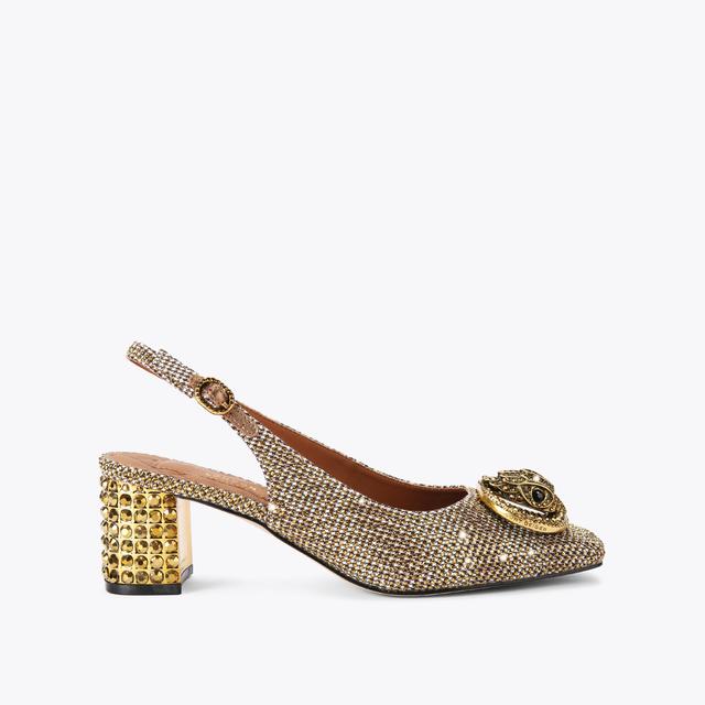 carvela by kurt geiger CHELSEA BLOCK SLINGBACK Beige Crystal Heel by KURT GEIGER LONDON