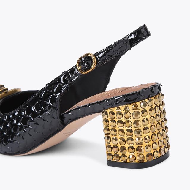 Carvela By Kurt Geiger CHELSEA BLOCK SLINGBACK Black Snake Block Heel By KURT GEIGER LONDON