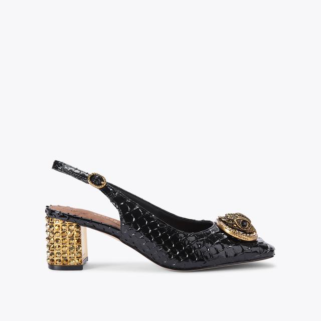 carvela by kurt geiger CHELSEA BLOCK SLINGBACK Black Snake Block Heel by KURT GEIGER LONDON