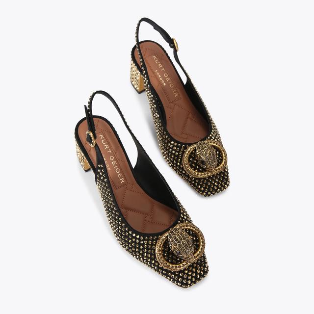 Carvela By Kurt Geiger CHELSEA BLOCK SLINGBACK Black Suede Block Heel By KURT GEIGER LONDON