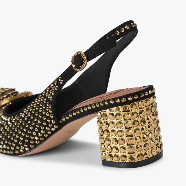 Carvela By Kurt Geiger CHELSEA BLOCK SLINGBACK Black Suede Block Heel By KURT GEIGER LONDON