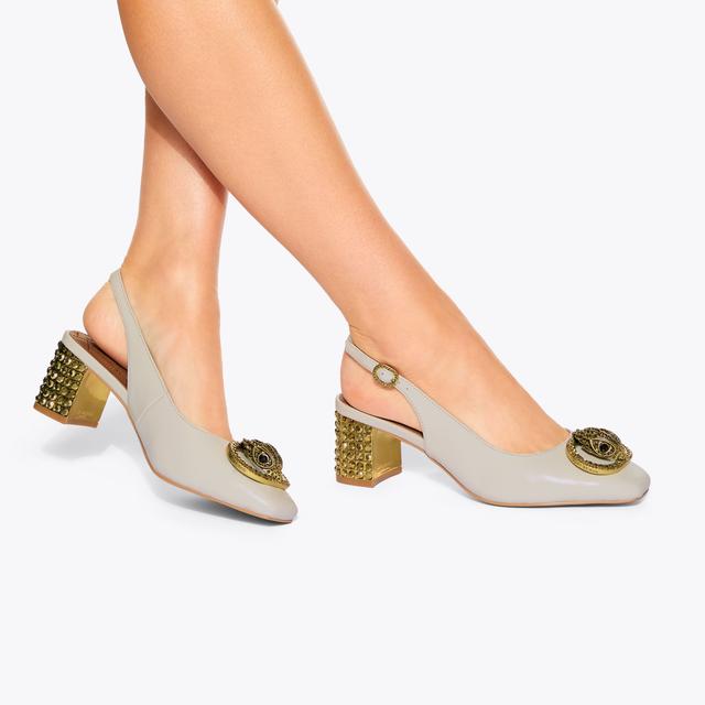 Carvela By Kurt Geiger CHELSEA BLOCK SLINGBACK Bone Leather Block Heel By KURT GEIGER LONDON