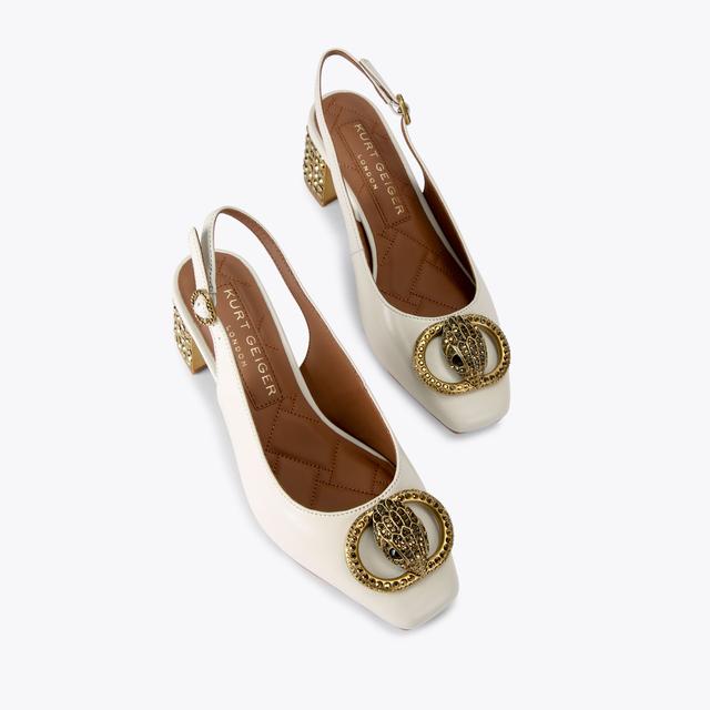 Carvela By Kurt Geiger CHELSEA BLOCK SLINGBACK Bone Leather Block Heel By KURT GEIGER LONDON
