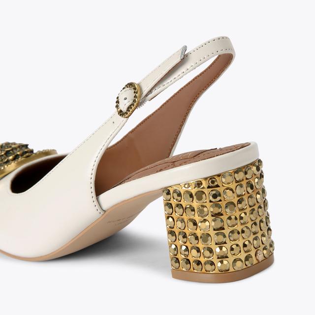 Carvela By Kurt Geiger CHELSEA BLOCK SLINGBACK Bone Leather Block Heel By KURT GEIGER LONDON