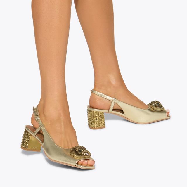 Carvela By Kurt Geiger CHELSEA BLOCK SQ SLING Metallic Gold Slingback Heel By KURT GEIGER LONDON