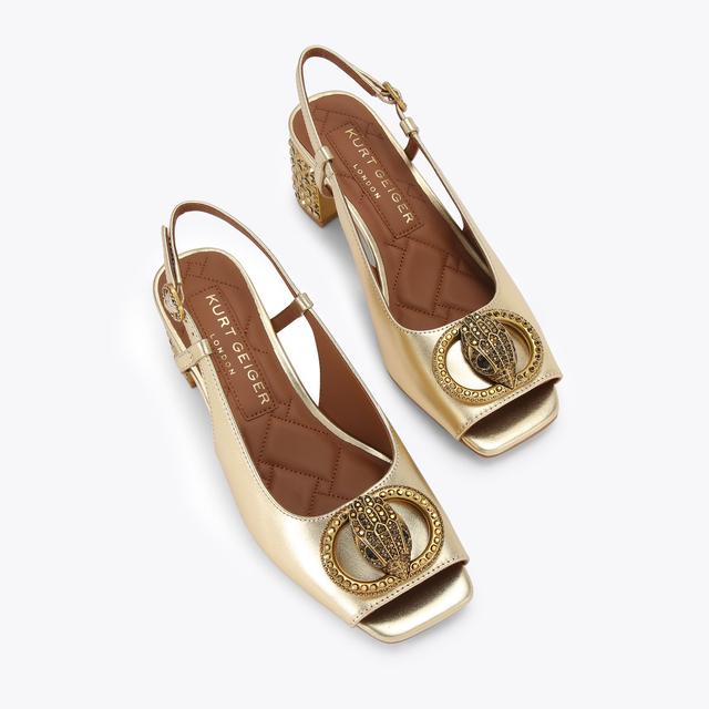 Carvela By Kurt Geiger CHELSEA BLOCK SQ SLING Metallic Gold Slingback Heel By KURT GEIGER LONDON