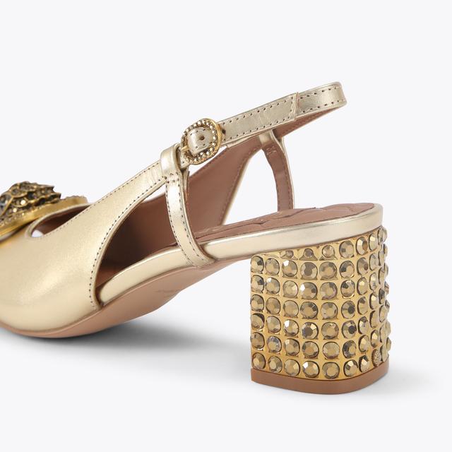 Carvela By Kurt Geiger CHELSEA BLOCK SQ SLING Metallic Gold Slingback Heel By KURT GEIGER LONDON