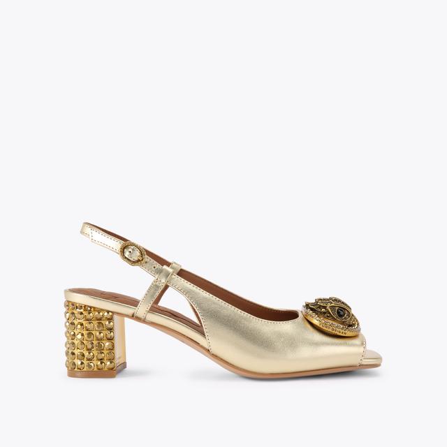 carvela by kurt geiger CHELSEA BLOCK SQ SLING Metallic Gold Slingback Heel by KURT GEIGER LONDON