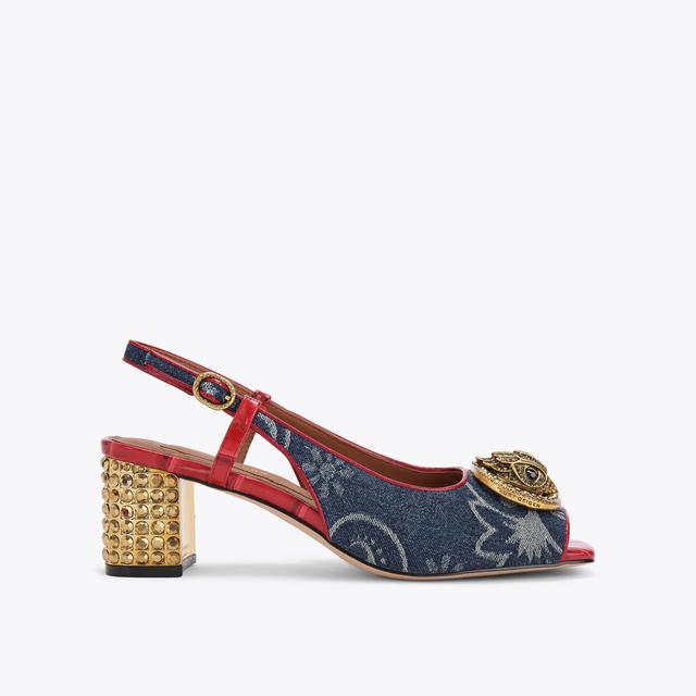 carvela by kurt geiger CHELSEA BLOCK SQ SLING Paisley Denim Heel by KURT GEIGER LONDON