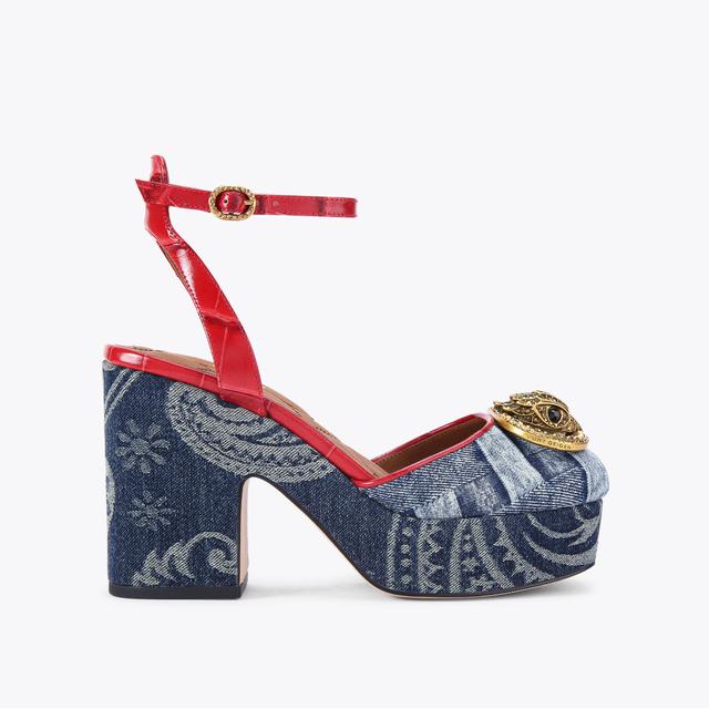 carvela by kurt geiger CHELSEA CLOSED PLATFORM Blue Paisley Denim Maroon Croc Platform Heel by KURT GEIGER LONDON carvela by kurt geiger CHELSEA CLOSED PLATFORM Blue Paisley Denim Maroon Croc Platform Heel by KURT GEIGER LONDON