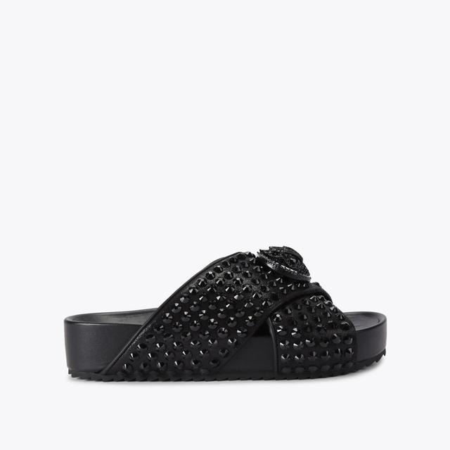 carvela by kurt geiger CHELSEA CROSS STRAP DR Black Crystal Slip On Sandals by KURT GEIGER LONDON