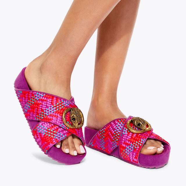 Carvela By Kurt Geiger CHELSEA CROSS STRAP Fuchsia Woven Slip On Sandal By KURT GEIGER LONDON