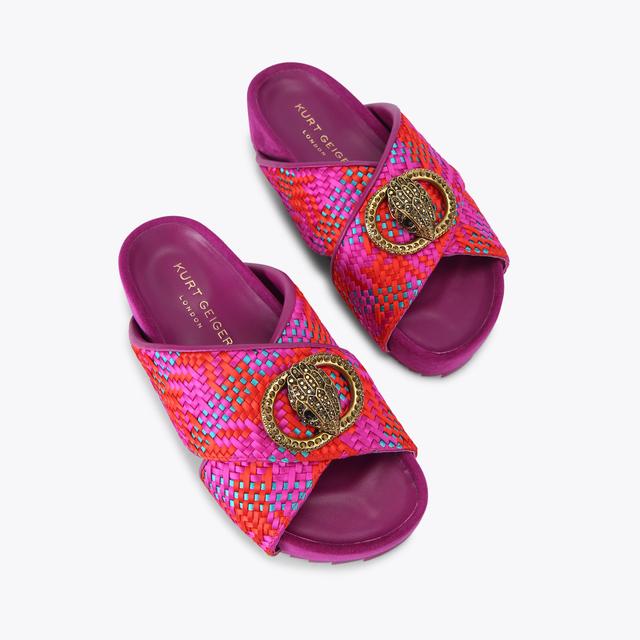 Carvela By Kurt Geiger CHELSEA CROSS STRAP Fuchsia Woven Slip On Sandal By KURT GEIGER LONDON