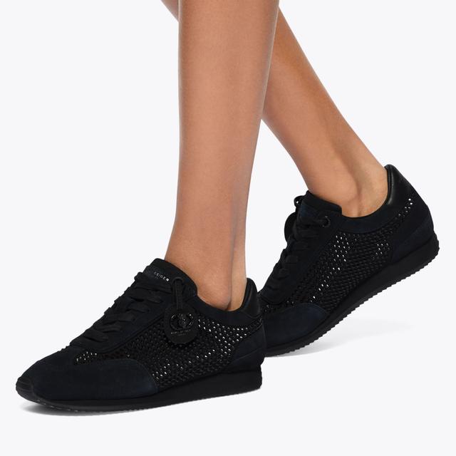 Carvela By Kurt Geiger CHELSEA CRYSTAL TAG DR Black Crystal Lace Up Sneaker By KURT GEIGER LONDON