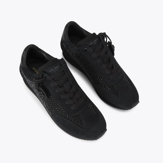 Carvela By Kurt Geiger CHELSEA CRYSTAL TAG DR Black Crystal Lace Up Sneaker By KURT GEIGER LONDON